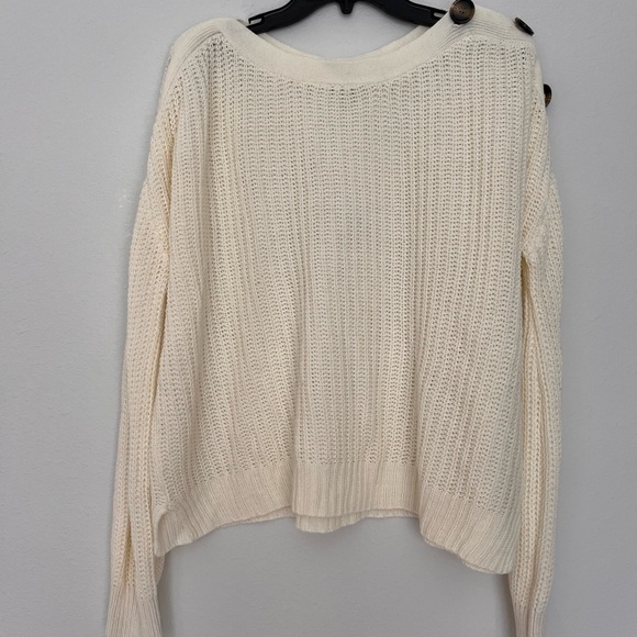 Time and Tru Off-White Sweater with Button Accents - Picture 1 of 5
